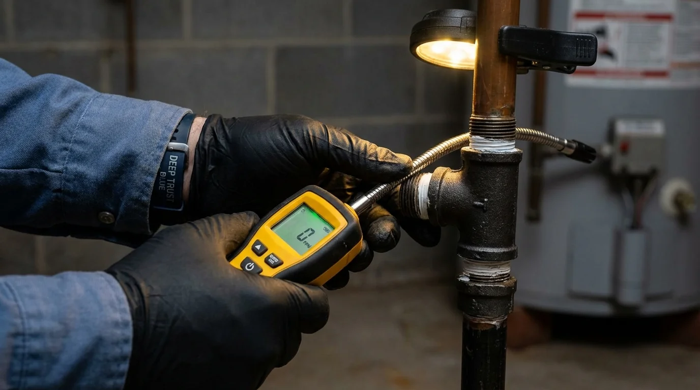Gas leak detection with electronic sniffer by Johns Plumbing LLC in Monmouth